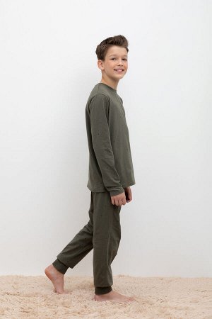 Пижама(Осень-Зима)+boys (оливковый серый, крапинка)
