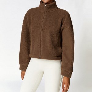 Женская спортивная куртка на кулиске, цвет коричневый