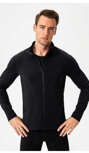 Мужская спортивная кофта на молнии, утепленная, цвет черный