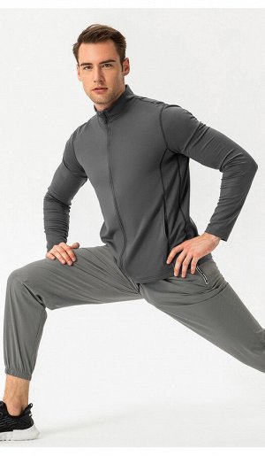 Мужская спортивная кофта на молнии, утепленная, цвет темно-серый