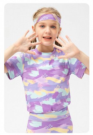 Детская футболка укороченная, с принтом, цвет фиолетовый