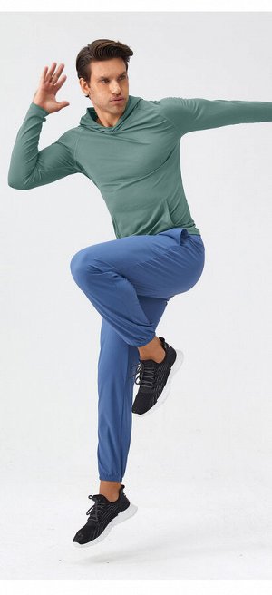 Мужская спортивная кофта с капюшоном, цвет зеленый
