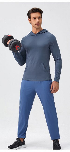 Мужская спортивная кофта с капюшоном, цвет синий