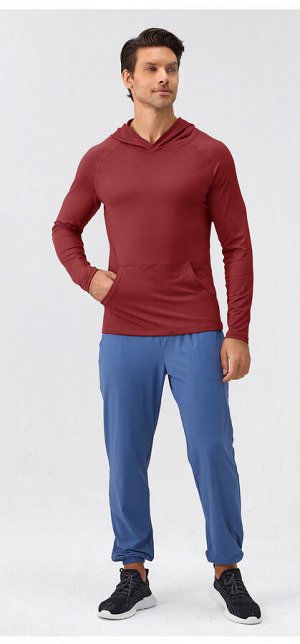 Мужская спортивная кофта с капюшоном, цвет красный