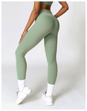 Женские спортивные леггинсы, цвет зеленый