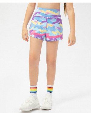 Детские спортивные шорты, с принтом, цвет синий/фиолетовый