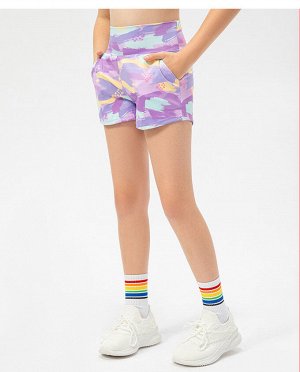 Детские спортивные шорты, с принтом, цвет фиолетовый