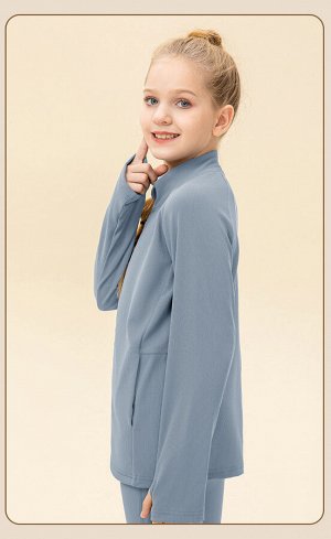 Детская кофта на молнии в "рубчик", утепленная, цвет серо-голубой
