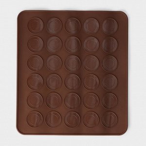 Силиконовый коврик для макаронс Доляна «Ронд», 27x24,5 см, цвет коричневый