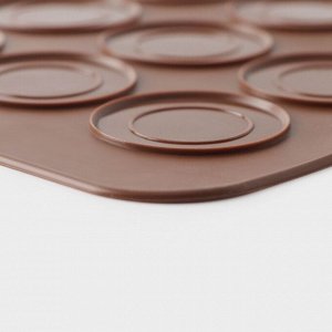 Силиконовый коврик для макаронс Доляна «Ронд», 27x24,5 см, цвет коричневый