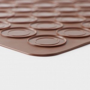 Силиконовый коврик для макаронс Доляна «Ронд», 37,5x28 см, цвет коричневый