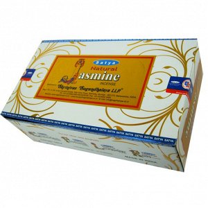 SATYA прямоуг. благовония Natural Jasmine НАТУРАЛЬНЫЙ ЖАСМИН 15гр. блок 12шт.