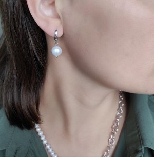Серьги симметричные с натуральными жемчужинами
