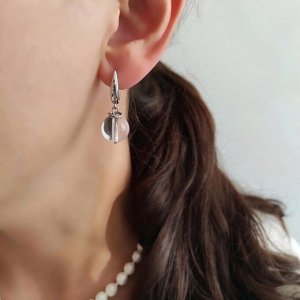 Серьги хлопковый жемчуг и горный хрусталь