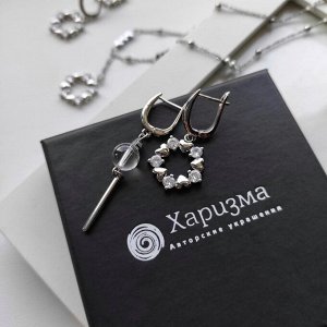 Серьги с горным хрусталём и прозрачным цирконом