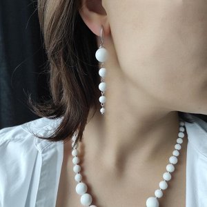 Серьги с белым агатом 5 камней