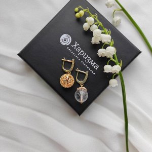 Серьги с горным хрусталём асимметричная пара