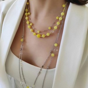 Сет из 3х украшений жёлтый кальцит+горный хрусталь