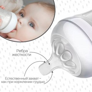 Соска на бутылочку M&B «Natural», антиколиковая, широкое горло Ø50 мм., от 3 мес., средний поток