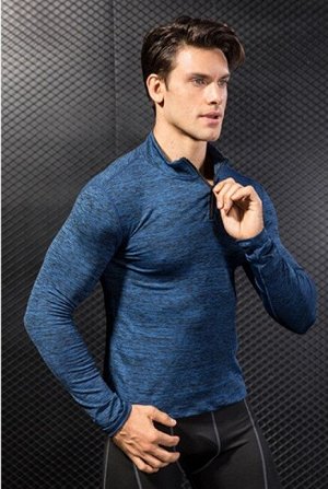 Мужская спортивная кофта, утепленная, цвет синий