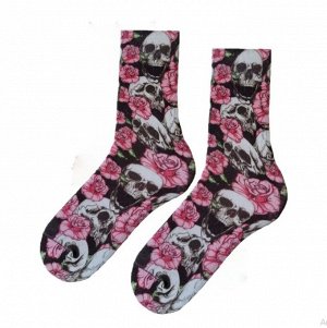 Nature Socks Б15-5001 Носки унисекс 3D печатным рисунком череп с розами