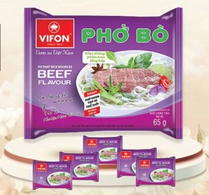 Лапша Рисовая PHO ВО (широкая) со вкусом говядины 65 гр Вьетнам (VIFON PHO BO instant rice noodles BEEF FLAVOUR)