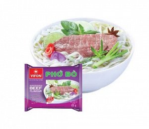 Лапша Рисовая PHO ВО (широкая) со вкусом говядины 65 гр Вьетнам (VIFON PHO BO instant rice noodles BEEF FLAVOUR)