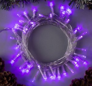 Гирлянда «Нить» 5 м свечение фиолетовое ПРОЗРАЧНЫЙ ПРОВОД