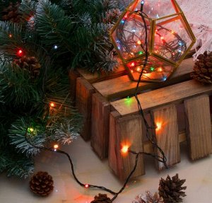 Luazon Lighting Гирлянда «Нить» 3.5 м свечение мульти ТЕМНЫЙ ПРОВОД