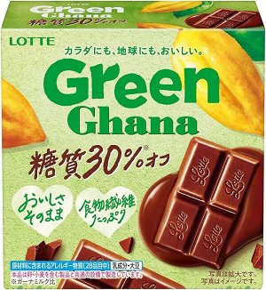 Шоколад Green Ghana 30% less sugariness, Lotte 48г, 1/6/72