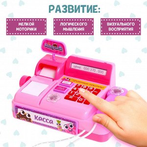 ZABIAKA Игровой набор касса «Магазинчик», с аксессуарами, свет, звук, МИКС