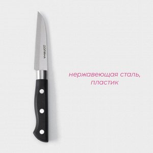 Нож для овощей Доляна «Кронос», лезвие 9 см, цвет чёрный