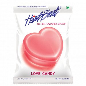 Конфета карамельная Hartbeat Jumbo Love Candy Lychee со вкусом личи, м/у 150г, 1/40