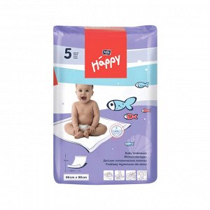 Белла Пеленки для детей Хэппи, 60 х 90 см, Bella baby Happy, 5 шт в уп