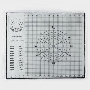 Коврик для выпечки и раскатки теста с разметкой, армированный, силикон, 60x50 см, чёрный