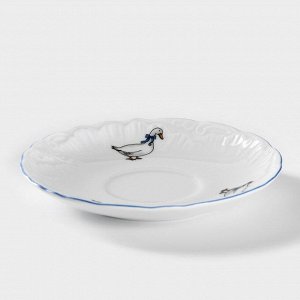 Блюдце Cmielow «Рококо. Гуси», d=12.5 см, фарфор, белое