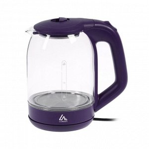 Чайник электрический Luazon LSK-1809, стекло, 1.8 л, 1500 Вт, подсветка, фиолетовый