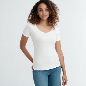 UNIQLO Heattech - футболка Heattech с U-образным вырезом - 00 WHITE