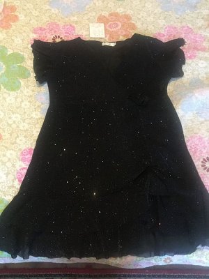 Полупрозрачное платье с блестками с v-образным вырезом, черный