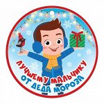 Медаль картонная &quot;Лучшему мальчику от Деда Мороза&quot;
