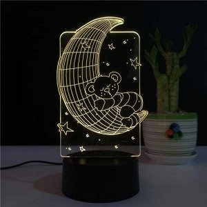 3D светильник мишка и луна