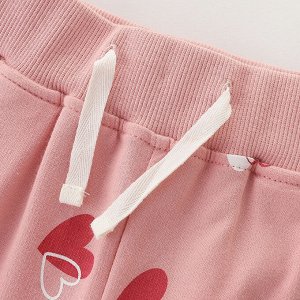 Детские розовые брюки с принтом Сердечки