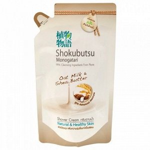 LION "Shokubutsu" Крем-гель для душа 500мл (мягкая упак) "Овсяное молочко и масло Ши" /12шт/Таиланд