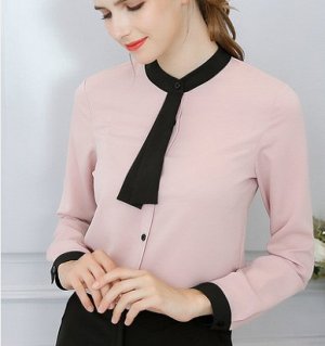Блуза Блуза, оформленная длинными рукавами цвет: РОЗОВЫЙ, полиэстер. Размер (обхват груди, длина рукава, длина изделия, см): M (96,57,62), L (100,58,63), XL (104,59,64), 2XL (108,60,65)
