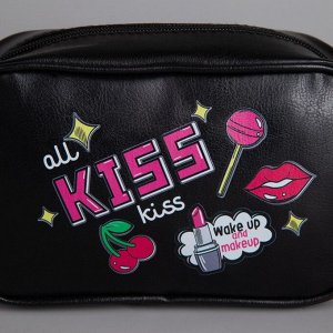 Сумка детская для девочки Kiss, искусственная кожа, на ремешке, чёрная, 18x6x11 см