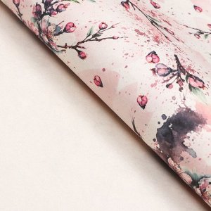 Бумага упаковочная, крафт белый "Сакура", 70х100 см