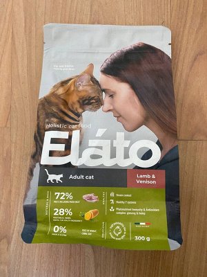 Сухой корм для кошек Elato, ягненок, оленина, 0.3кг