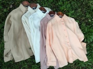 Рубашка Рубашка, оформленная длинными рукавами цвет: ХАКИ, смесь хлопка. Размер (обхват груди, длина рукава, длина изделия, см): S (110,55,66), M (116,56,67), L (122,57,68)
