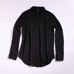 Рубашка Рубашка, оформленная длинными рукавами цвет: ЧЕРНЫЙ, полиэстер. Размер (обхват груди, длина рукава, длина изделия, см): XS (96,58,60), S (102,62,59), M (104,63,61), L (110,63,61), XL (116,64,6