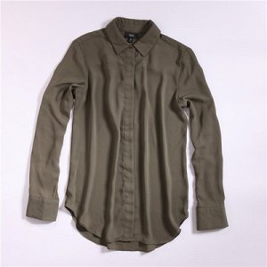 Рубашка Рубашка, оформленная длинными рукавами цвет: ЗЕЛЕНЫЙ, полиэстер. Размер (обхват груди, длина рукава, длина изделия, см): XS (96,58,60), S (102,62,59), M (104,63,61), L (110,63,61), XL (116,64,